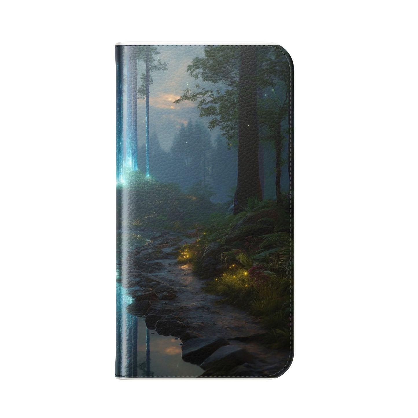 Bioluminescent Forest Flip Cases – Cyan Lightfall Stream Cover