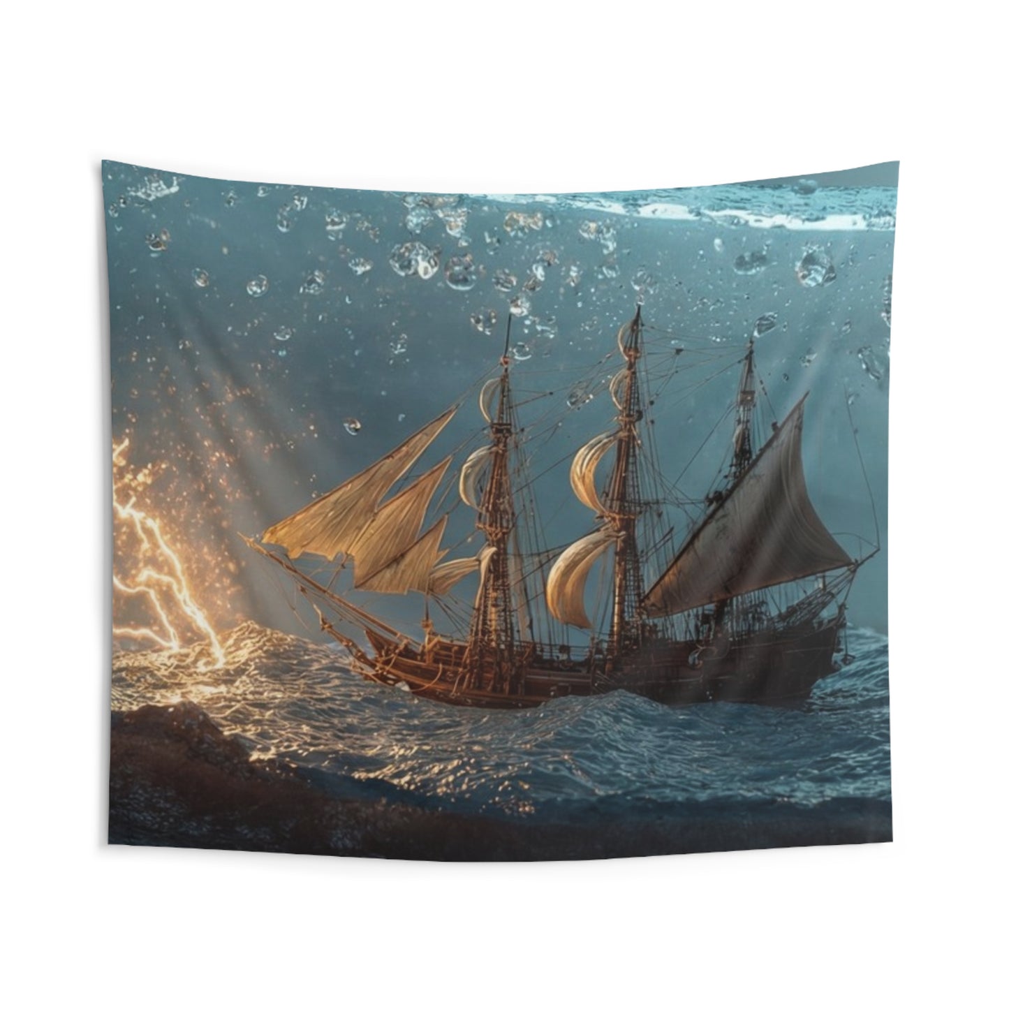Storm-Sail Ship in Bottle Indoor Wall Tapestries – Captured Tempest on Glass