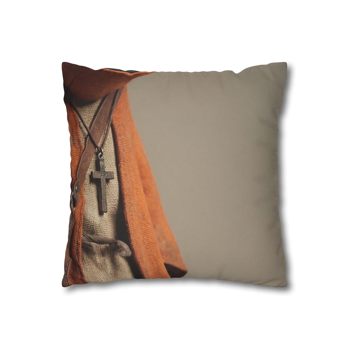 Wise Owl Scholar Faux Suede Square Pillowcase – Rusty Robe and Cross Pendant