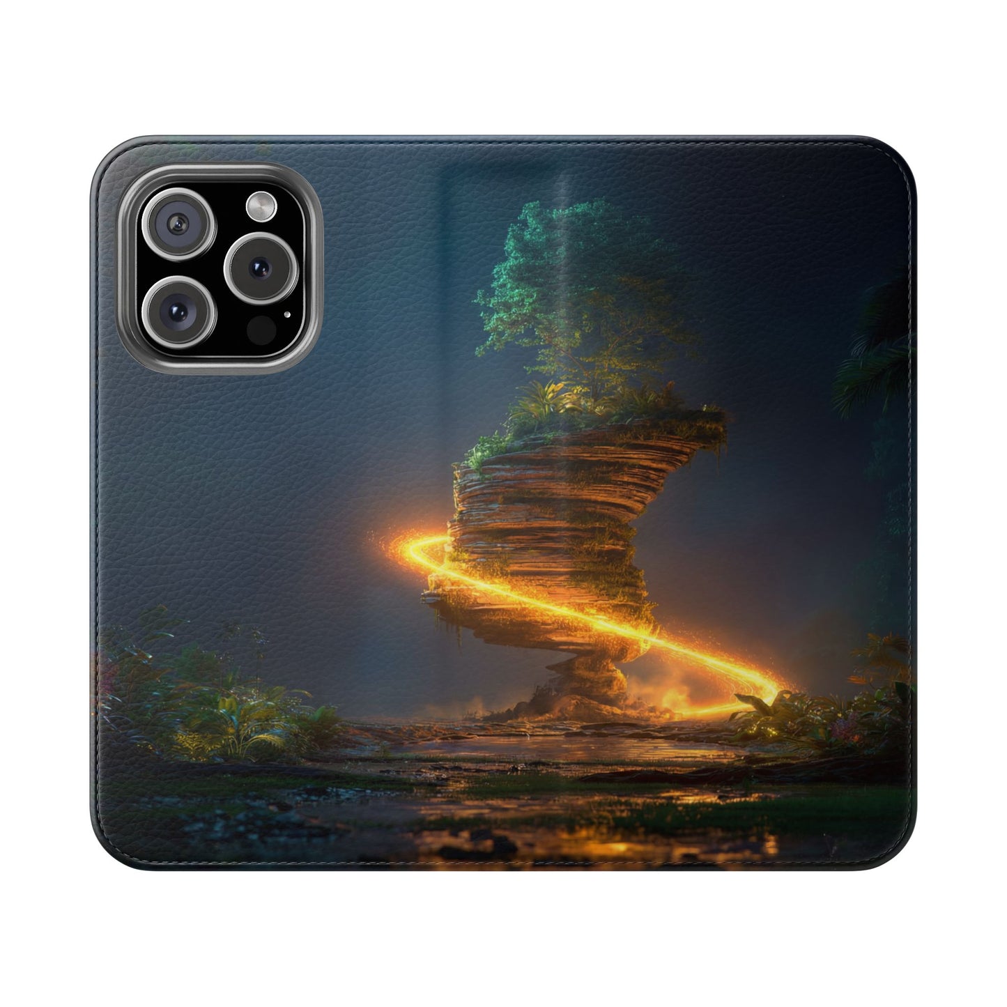 Luminous Floating Island Flip Cases – Amber Twilight Sanctuary