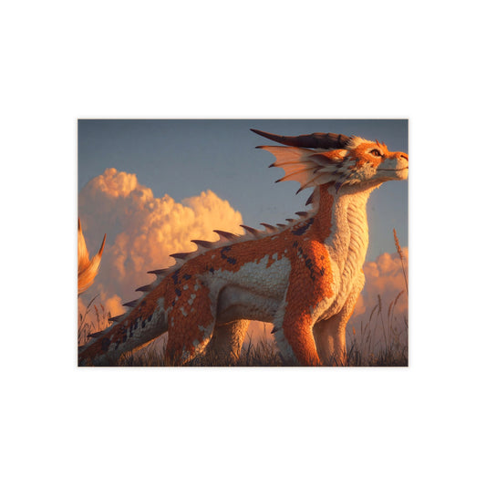 Sunset Guardian Dragon Ceramic Photo Tile – Warm Light and Wild Grace
