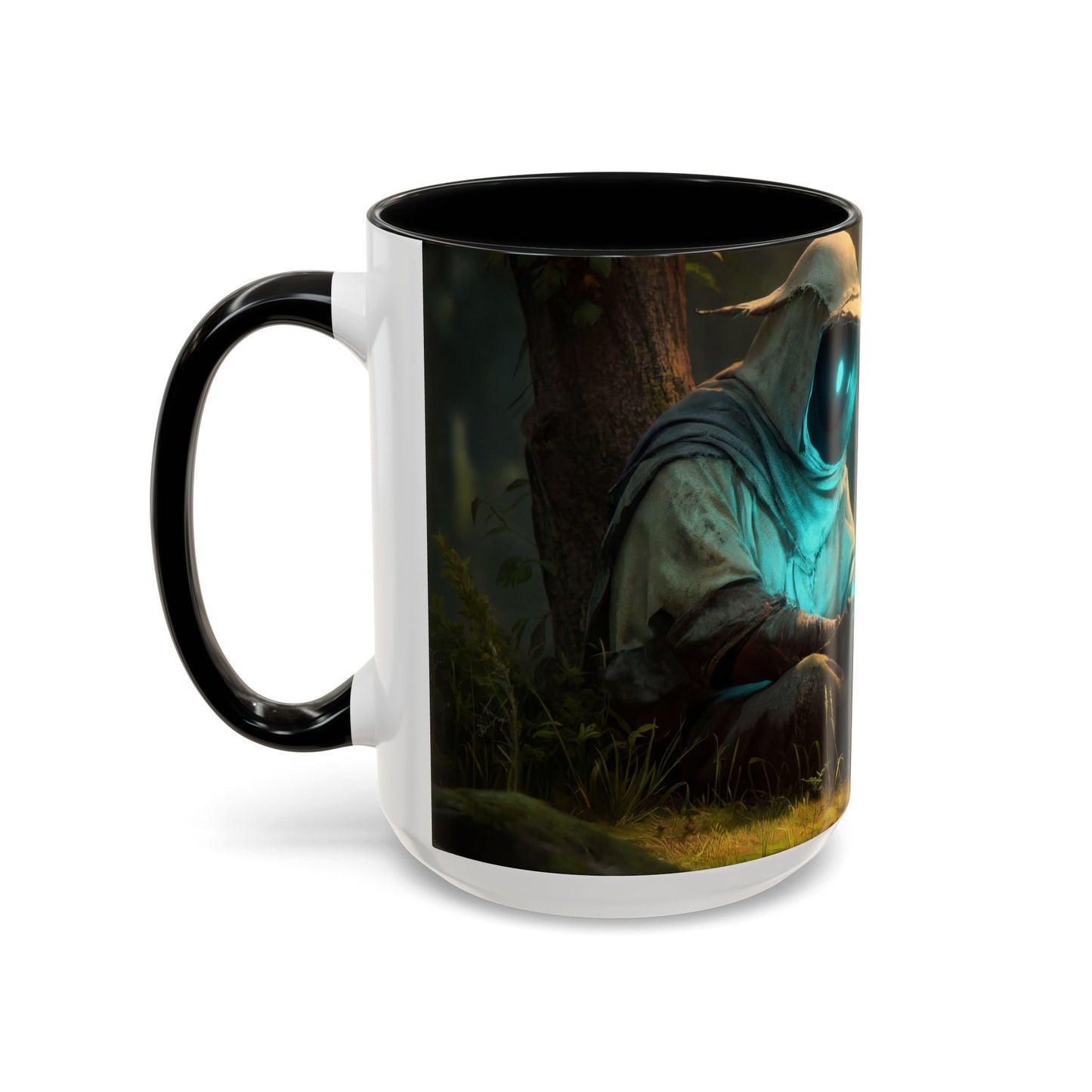 Forest Sentinel Accent Coffee Mug (11, 15oz) – Luminescent Guardian in Dappled Light