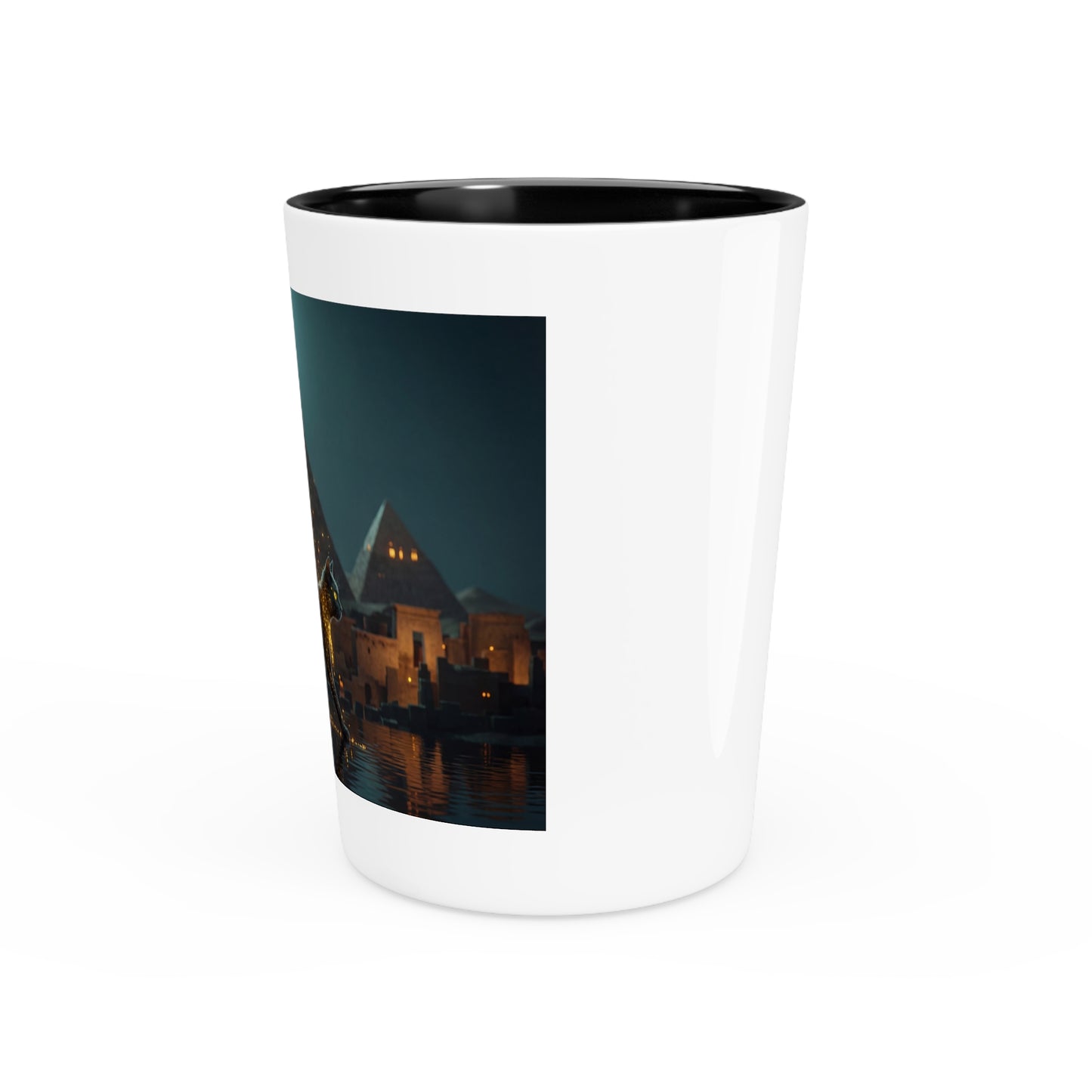 Desert Sentinel Cat Shot Glass – Pharaoh’s Moonlit Guardian