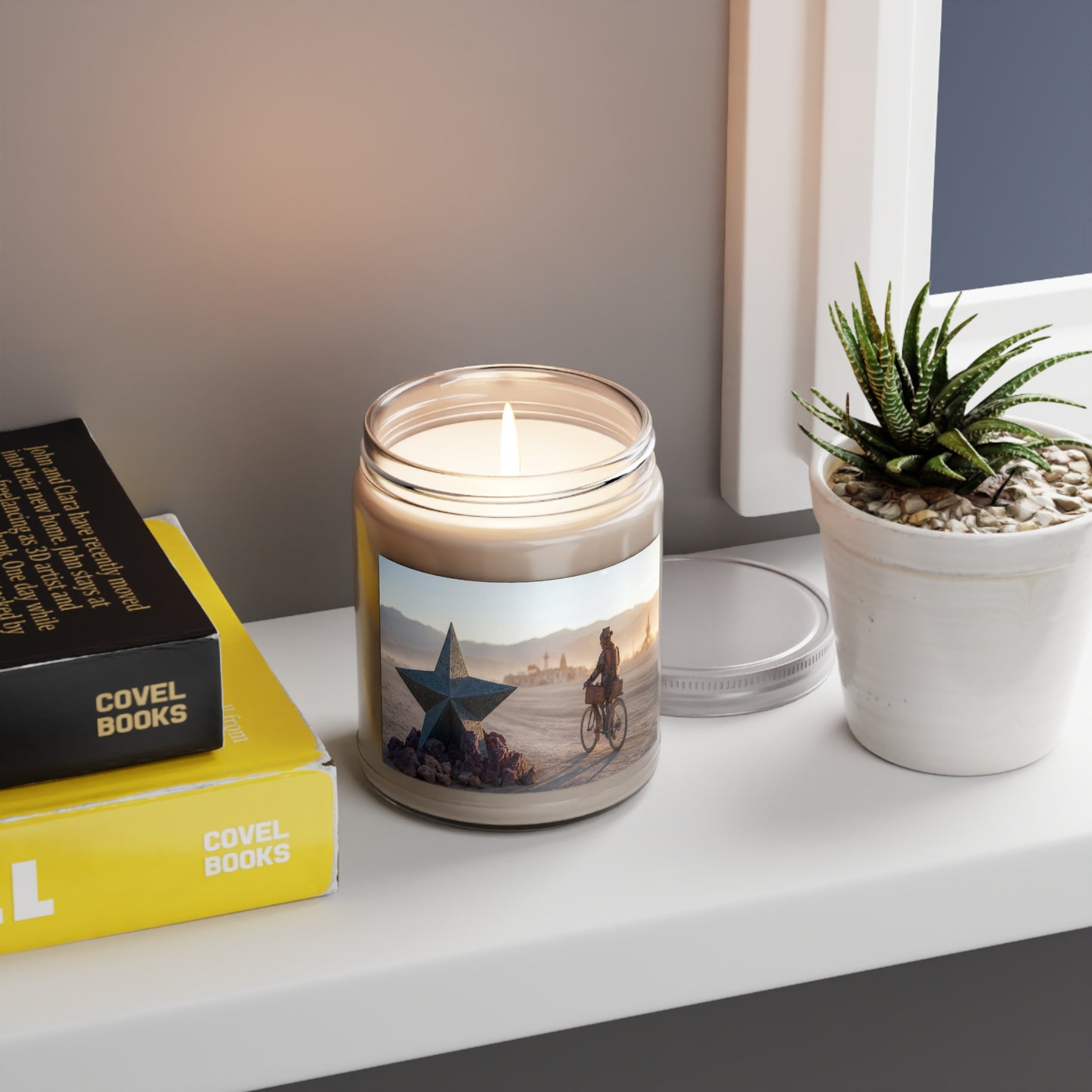 Desert Star Cyclist Scented Soy Candles with White Lid, 9oz – Golden Hour Wanderer