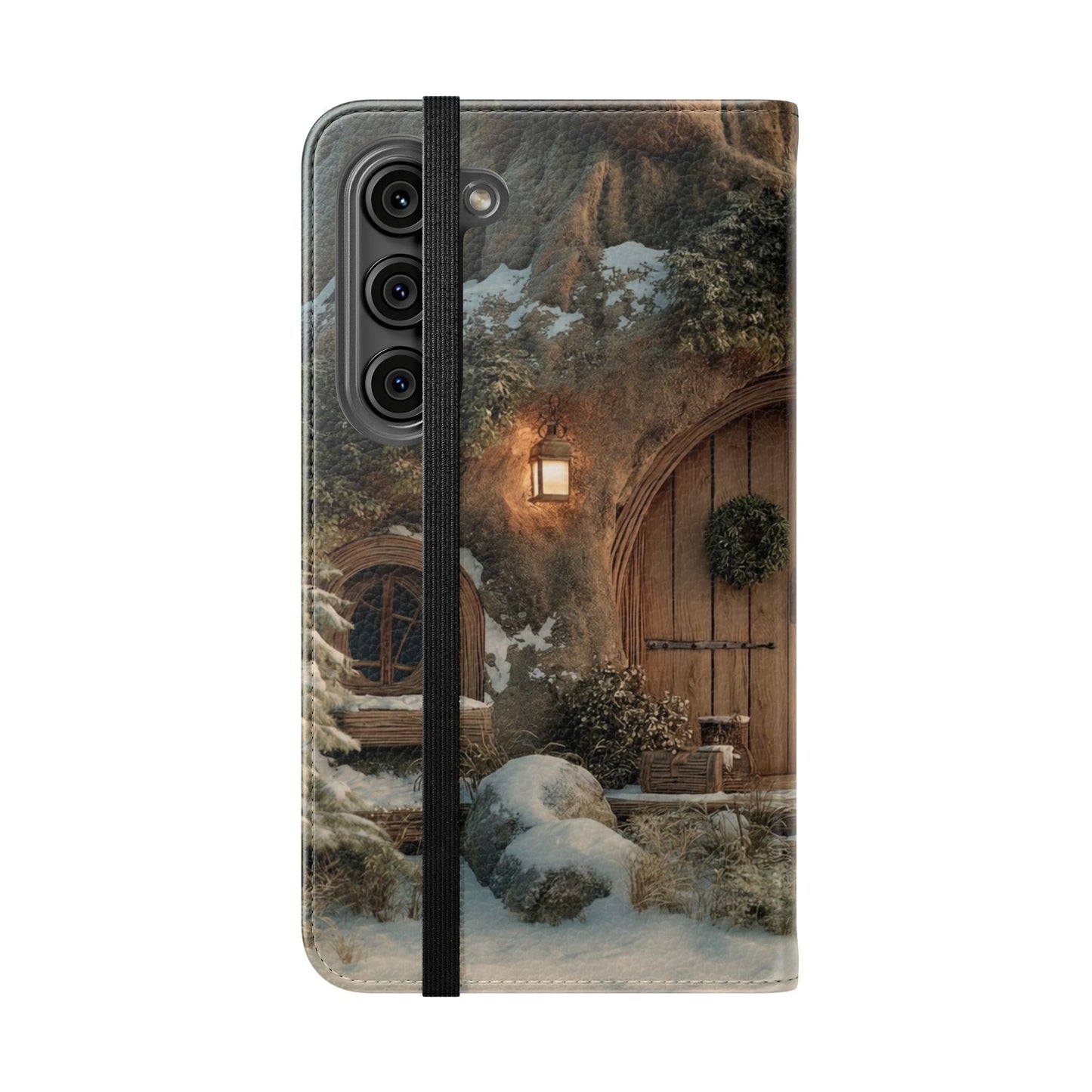 Hobbit Hole Flip Cases – Cozy Winter Doorway Scene