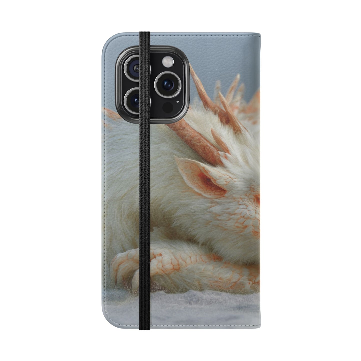 Sleeping Child and Dragon Flip Cases – Snowy Guardian Embrace