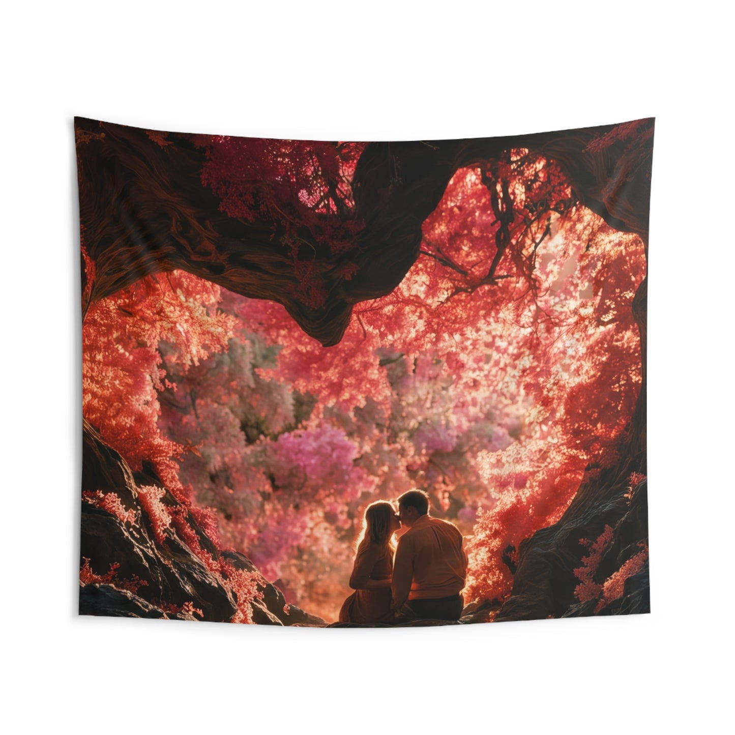 Crimson Canopy Love Tapestries – Whispers of the Pink Grove