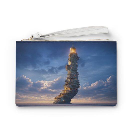 Skyborne Lighthouse Clutch Bag – Twilight Beacon in the Clouds