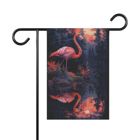 Pink Flamingo Sunset Forest Garden Flag - Product