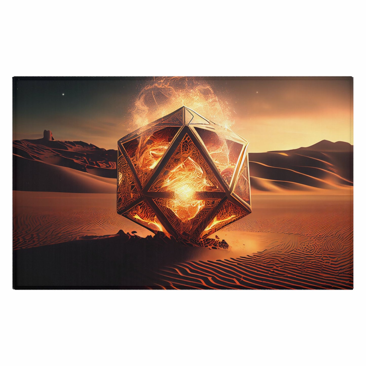 tesseract Logo, Sacred Geometry, desert, burning man - Dornier Rug