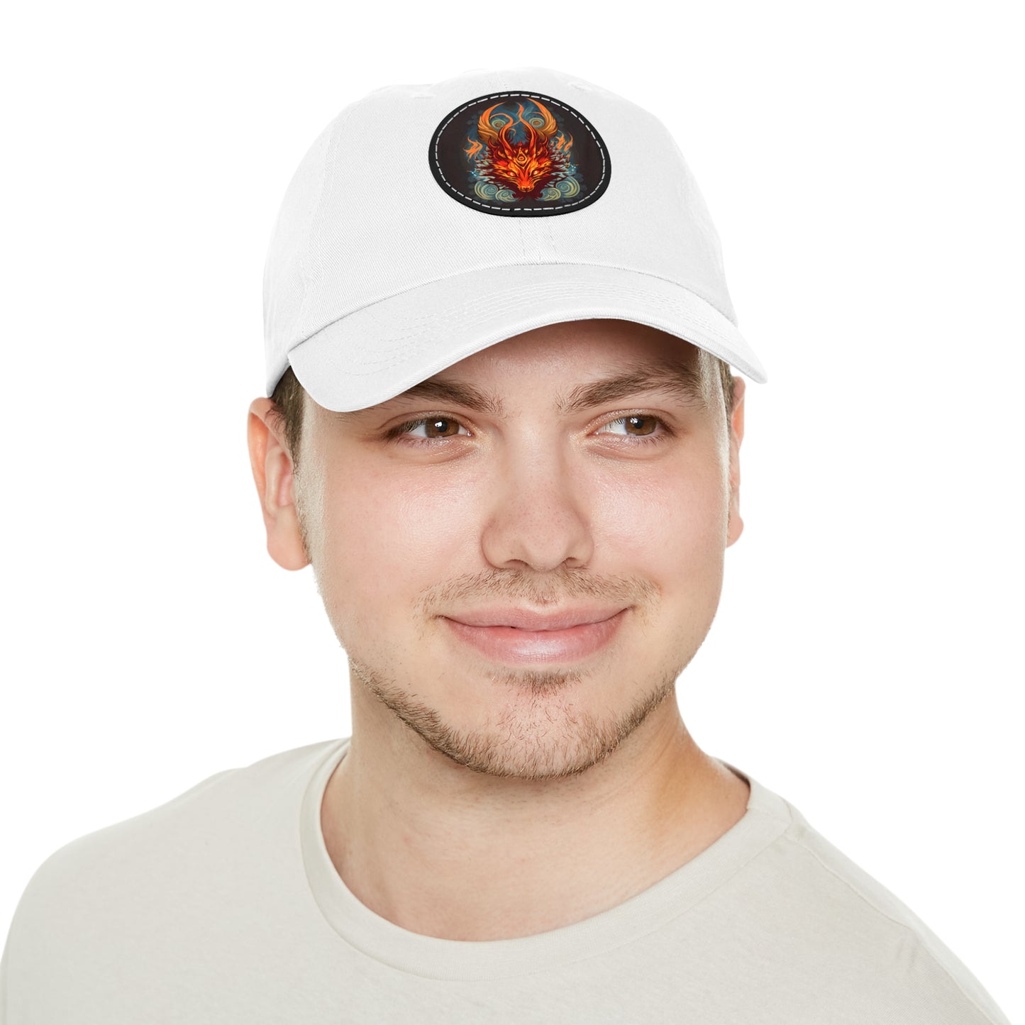 tshirt design, nine-tailed fox - Dad Hat with Leather Patch (Round)