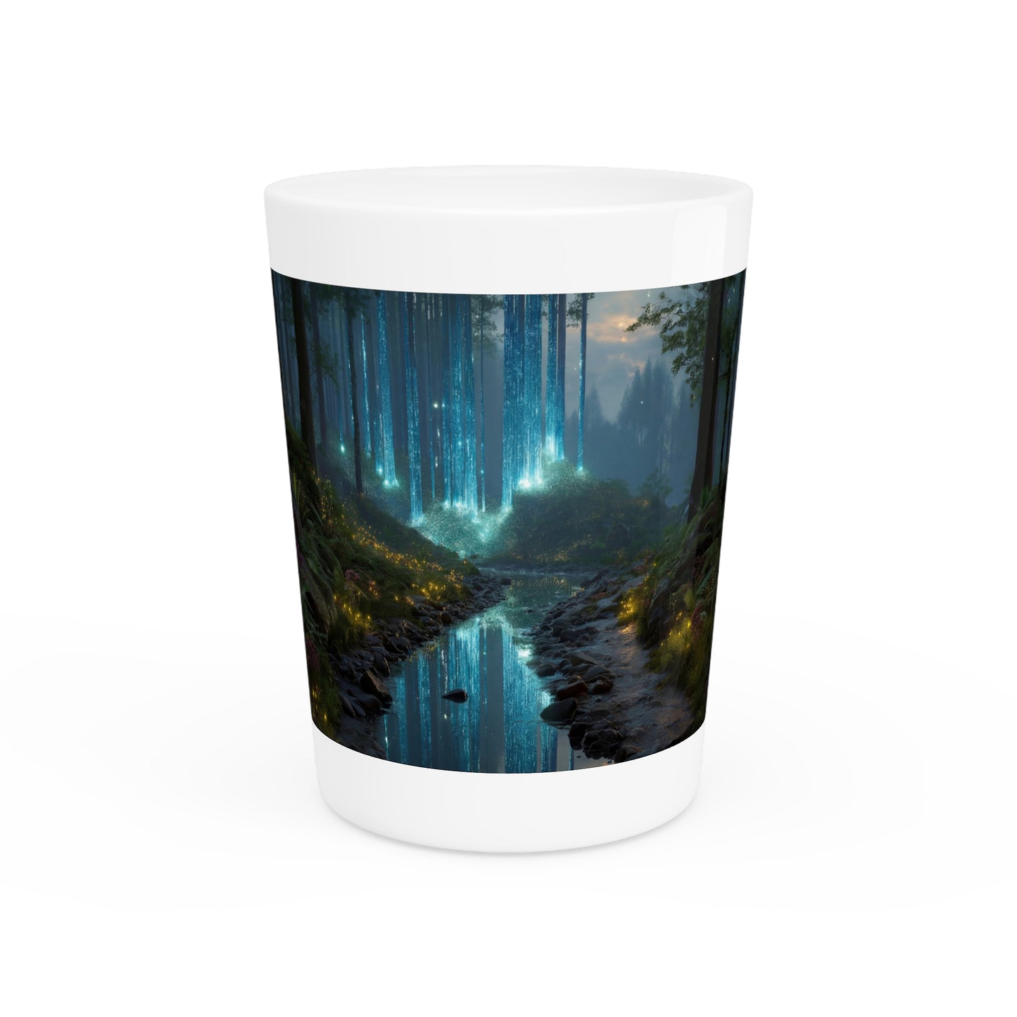 Celestial Waterfall Shot Glass – Midnight Forest Dreamscape