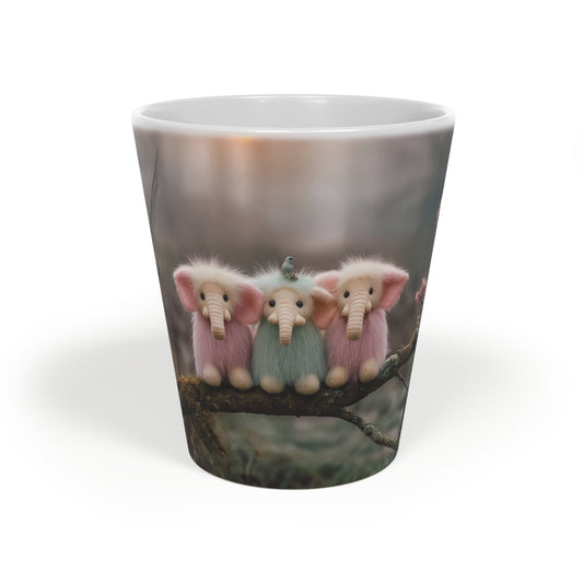 Mossy Branch Elephants Latte Mug – Pastel Tryst at Twilight