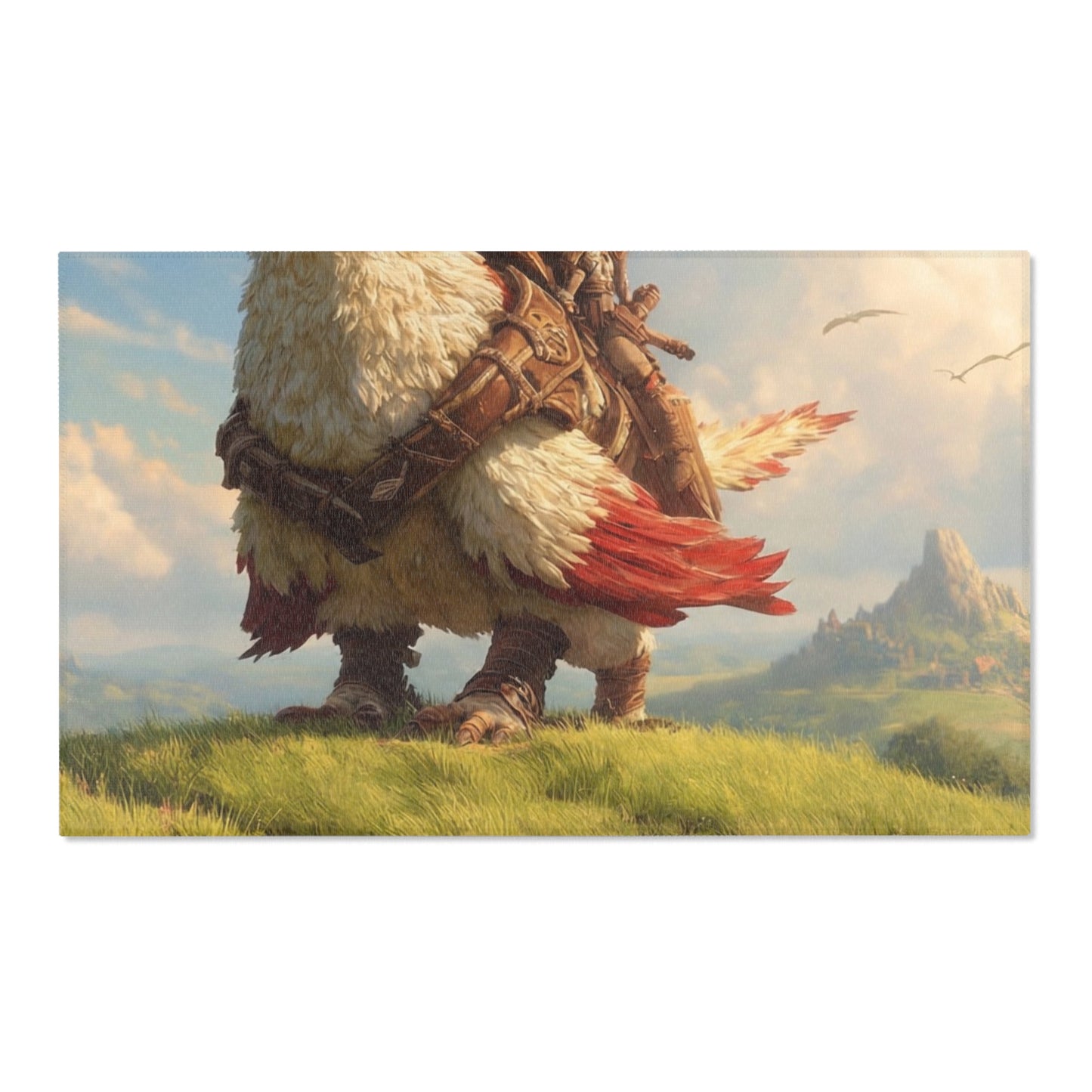 Skybound Falcon Riders Area Rug – Sunset Crest of the Winged Path