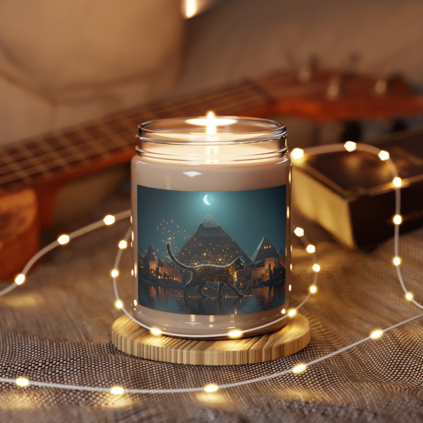 Starlit Guardian Cat Scented Soy Candles with White Lid, 9oz – Nile Nightwalk