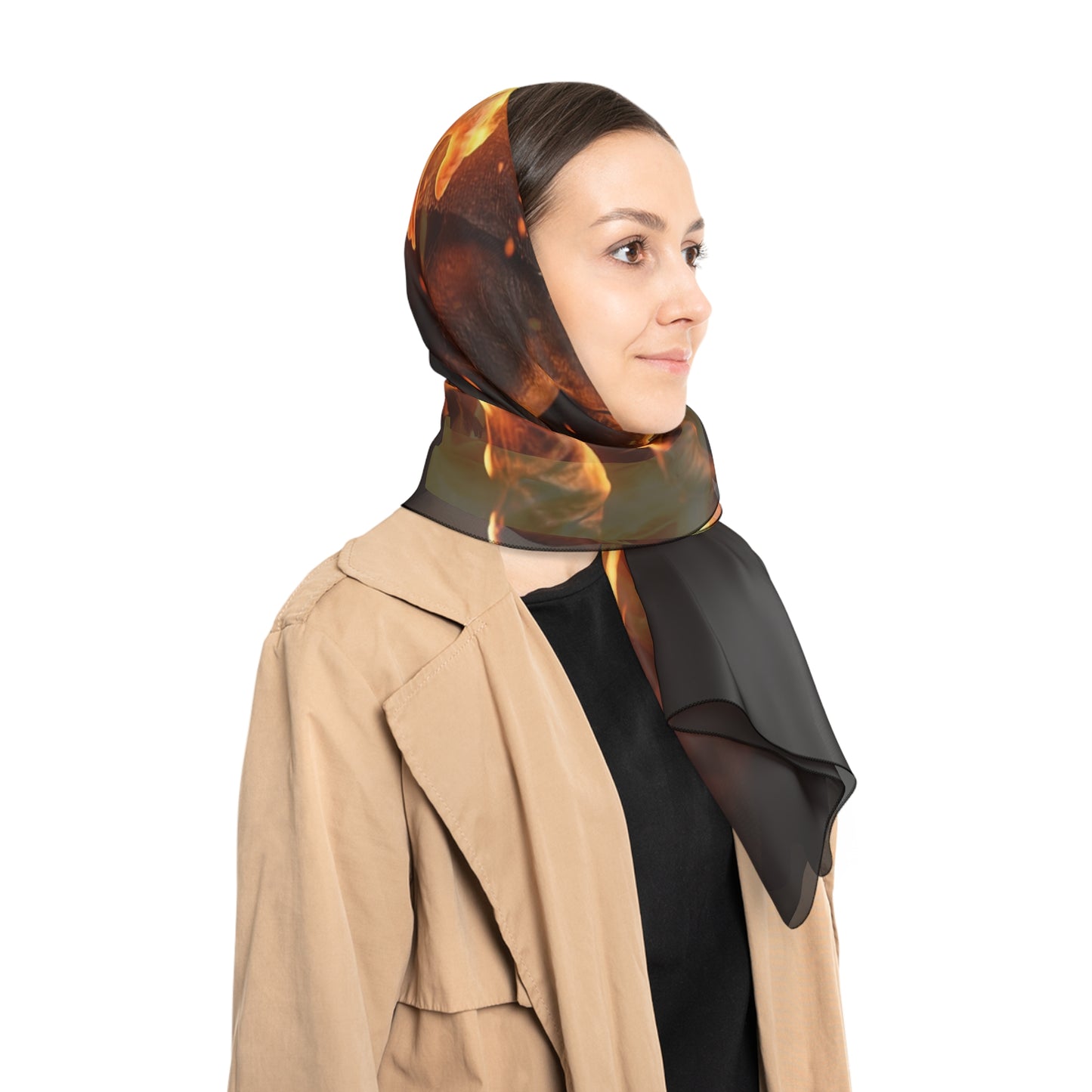 Flame-Wreathed Sentinel Poly Scarf – Ember-Infused Vigilant Design