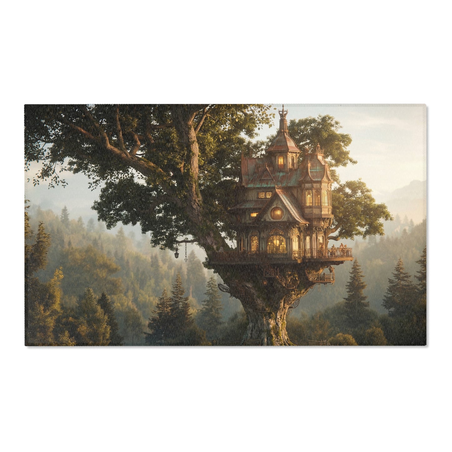 Treehouse Sanctuary Area Rug – Golden Twilight Haven