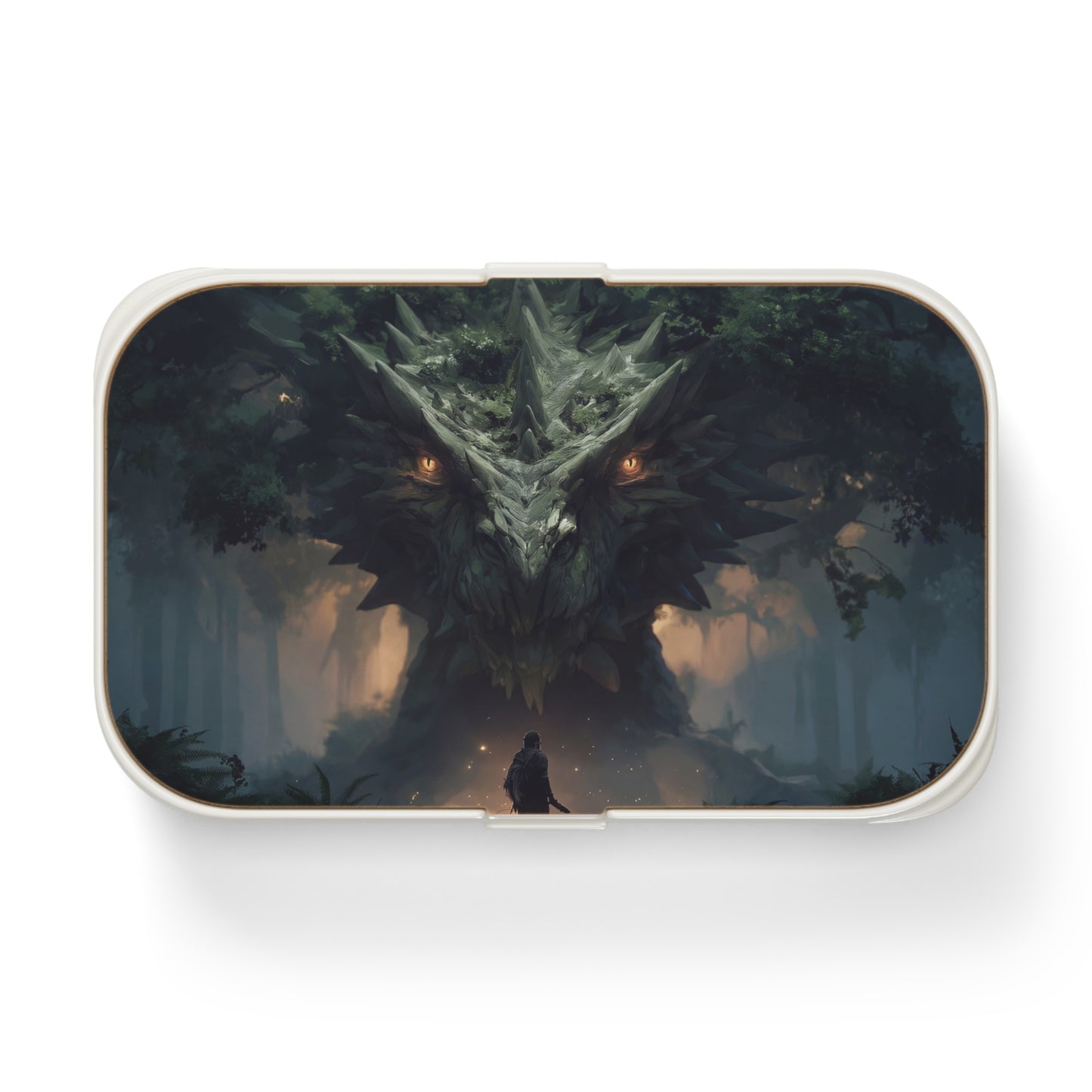 Ancient Dragon Guardian Bento Lunch Box – Moss-Covered Forest Majesty