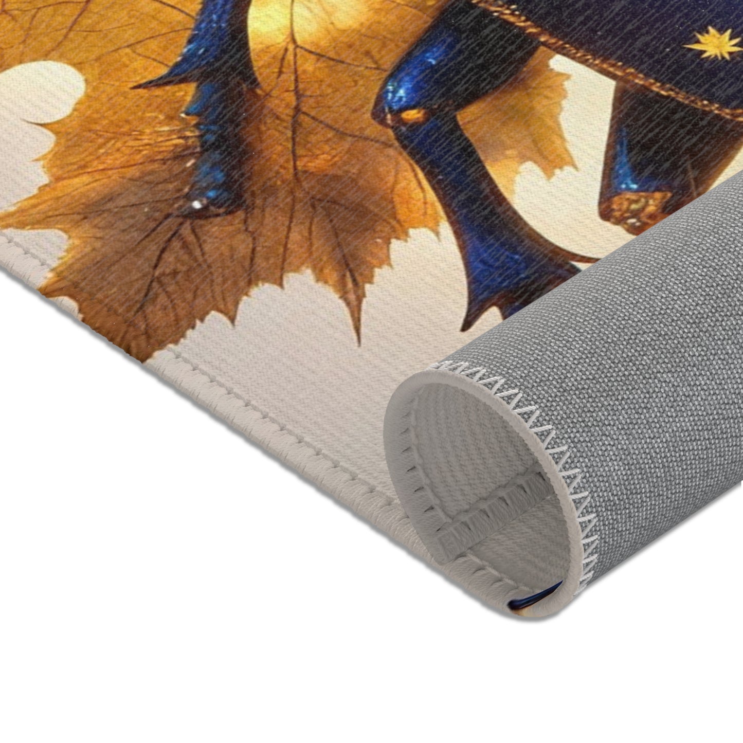 Celestial Beetle Area Rugs – Starlit Blue Guardian Among Autumn Leaves