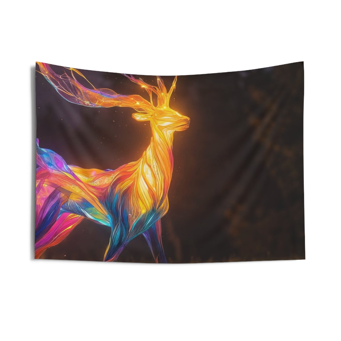 Chromatic Stag Indoor Wall Tapestries – Electric Forest Luminescence