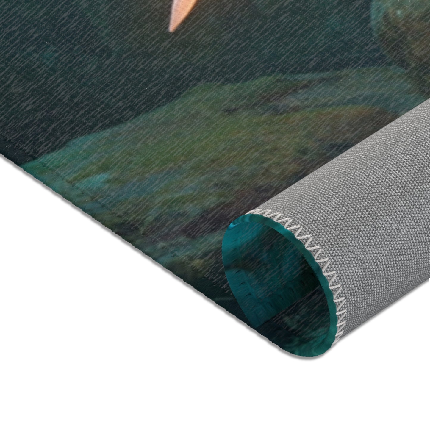 Elven Sentinel Area Rug – Twilight Grove with Glowing Blade