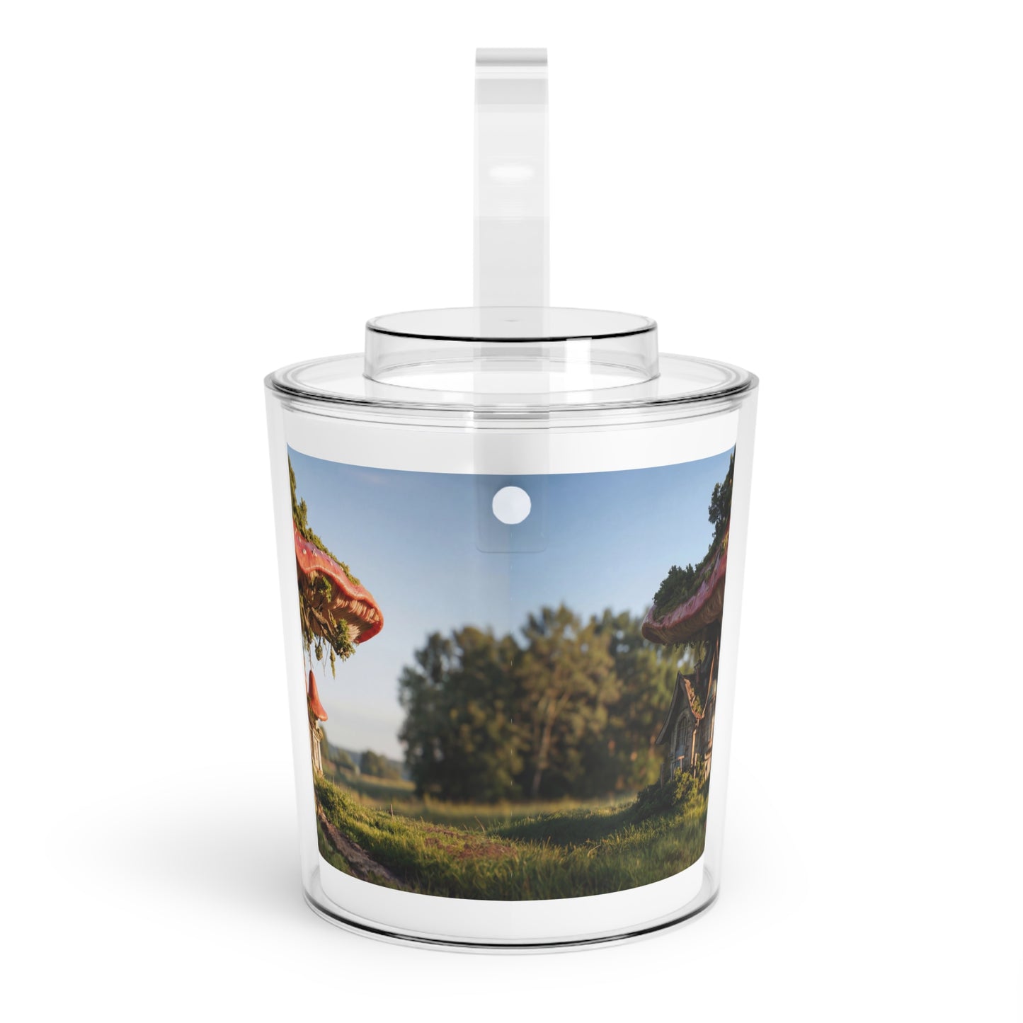 Mushroom Cottage Ice Bucket with Tongs – Whimsical Forest Haven
