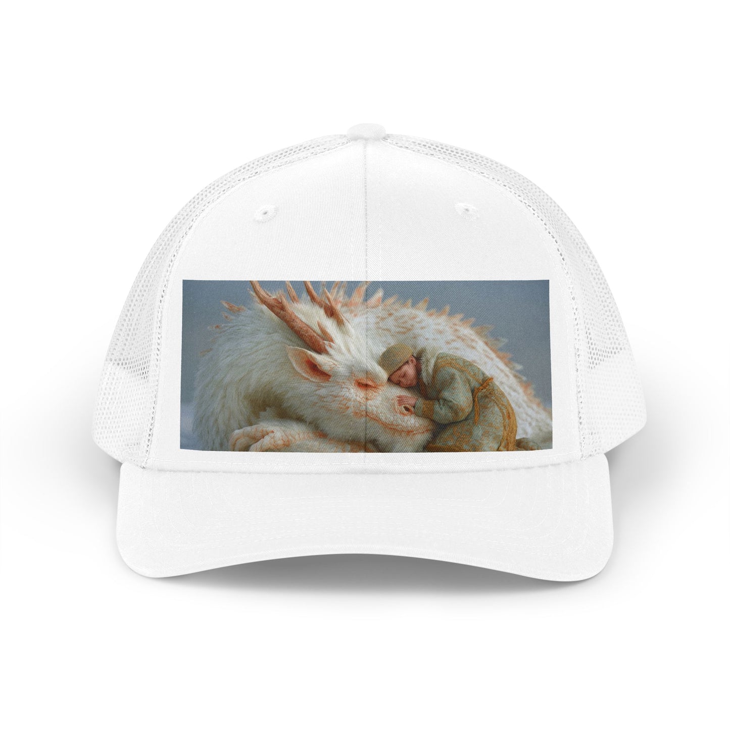 Sleeping Dragon Child Trucker Retro Hat – Snowy Guardian’s Rest