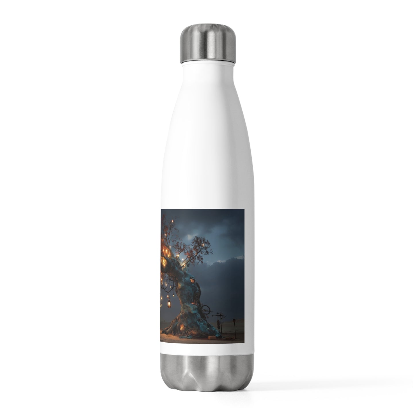Whispering Lantern Tree 20oz Insulated Bottle – Desert Oasis at Dusk