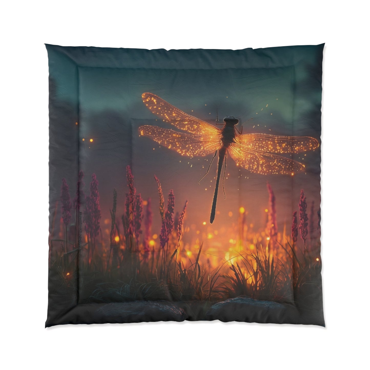 Luminescent Dragonfly Comforter – Twilight Meadow Dreamscape
