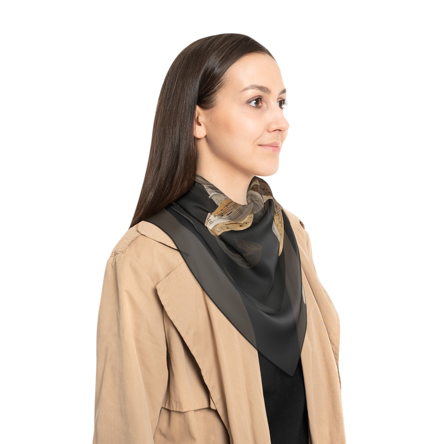 Music Note Dancer Poly Scarf – Golden Score Whirlwind