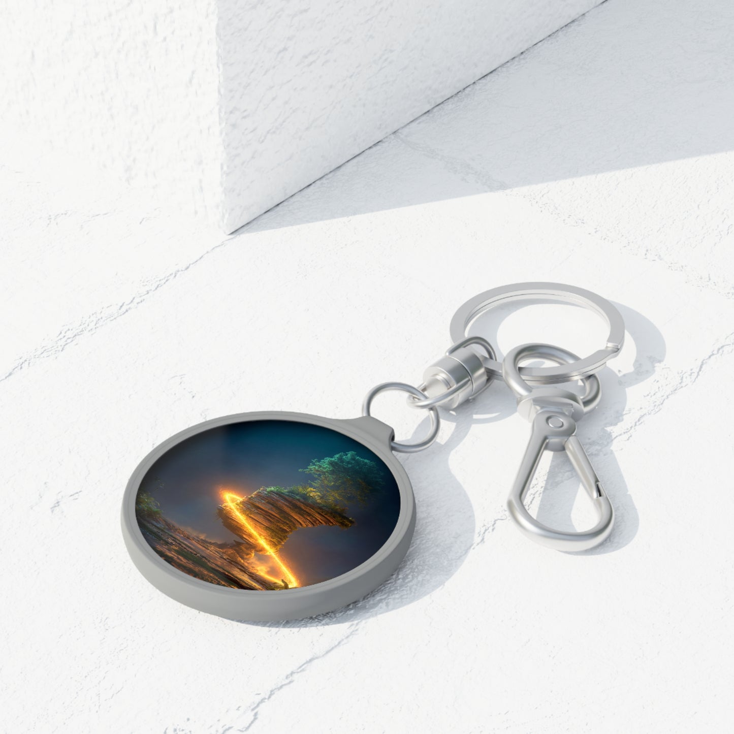 Floating Island Tree Keyring Tag – Celestial Glow in the Twilight Jungle