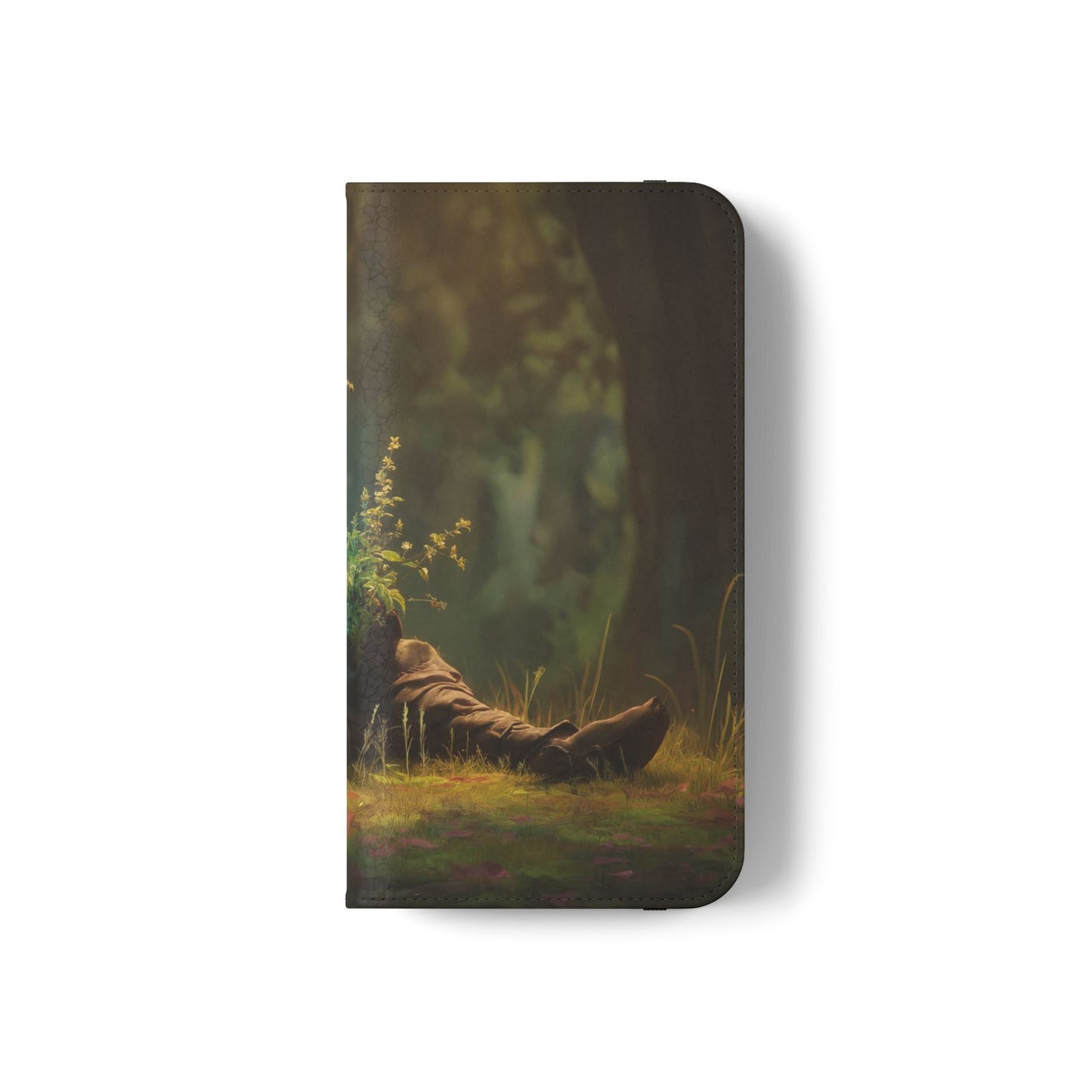Glowing Orb Hooded Guardian Flip Cases – Bioluminescent Forest Keeper