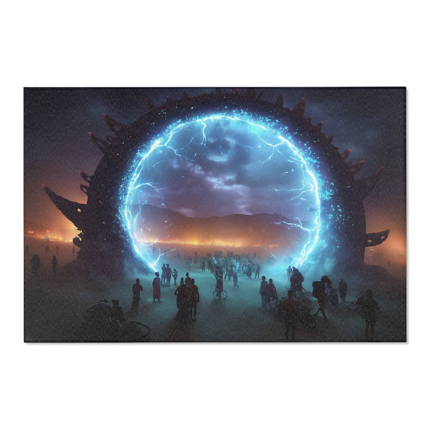 Celestial Portal Area Rugs – Electric Rift in the Desert Night