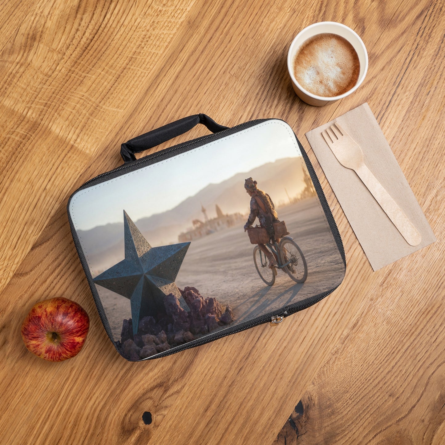 Desert Star Cyclist Lunch Bag – Sunset Ride Through the Burning Man Sands