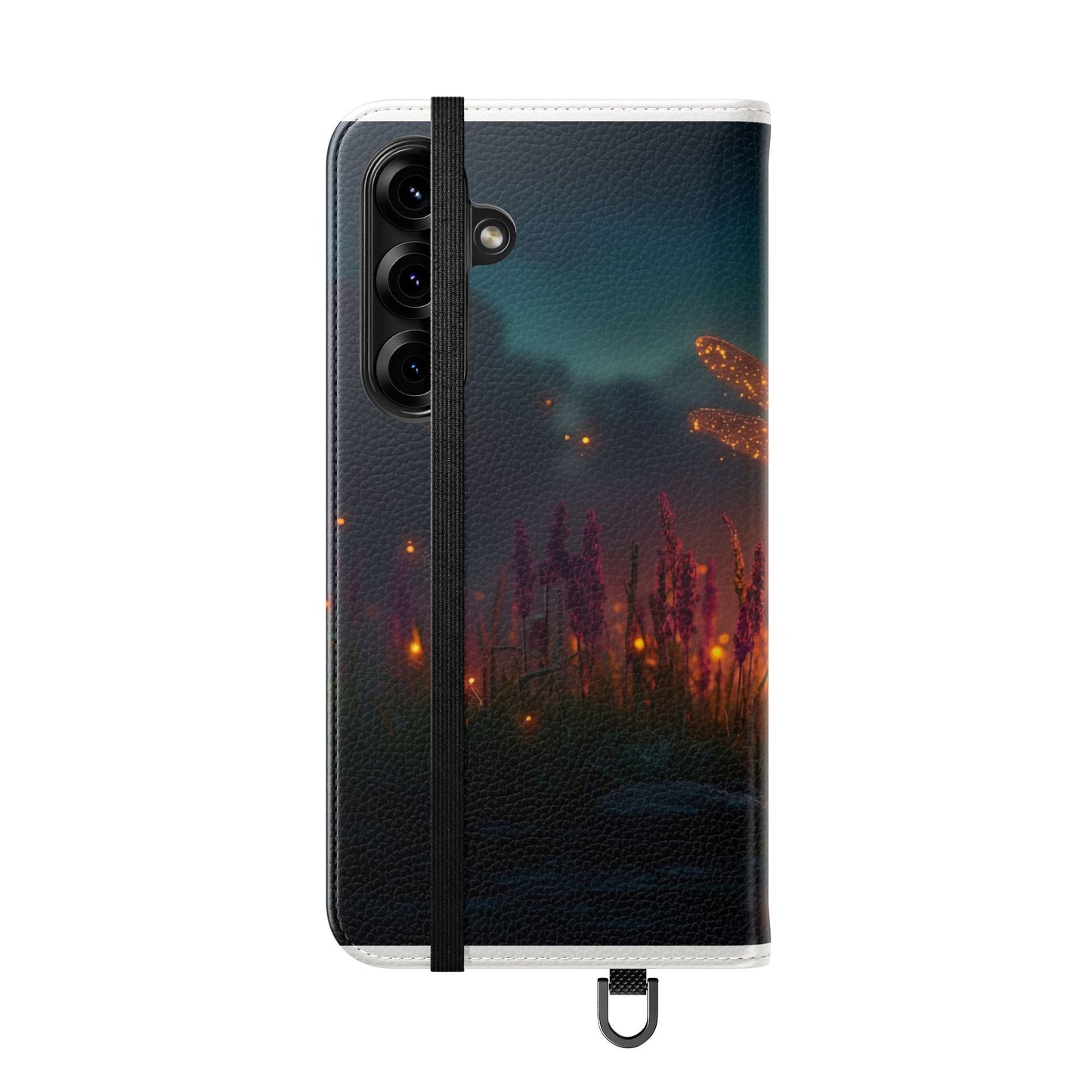 Bioluminescent Dragonfly Flip Cases – Glowing Amber Wings Over Twilight Marsh
