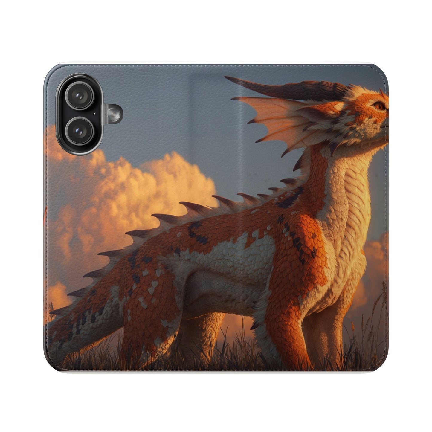 Gilded Dragon Flip Cases – Amber Sunset Guardian