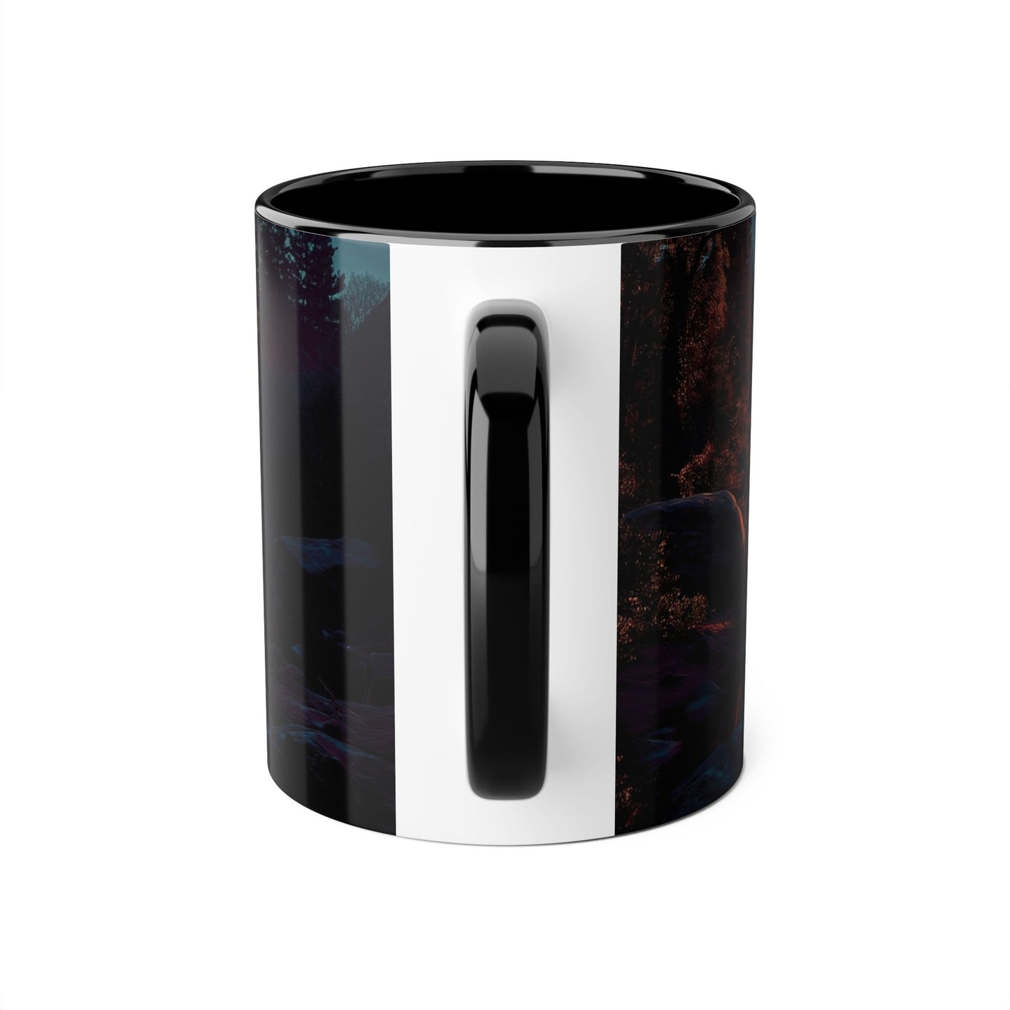 Twilight Mountain Reflection Accent Mugs, 11oz – Obsidian River Dreamscape