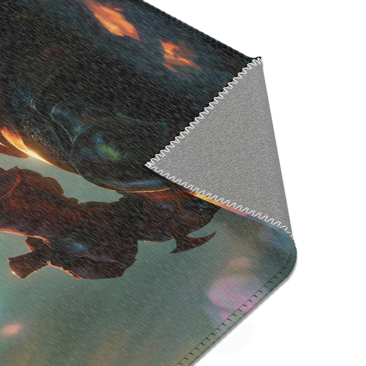 Elf Knight and Dragon Companion Area Rug – Sunlit Crystal Grove Sanctuary