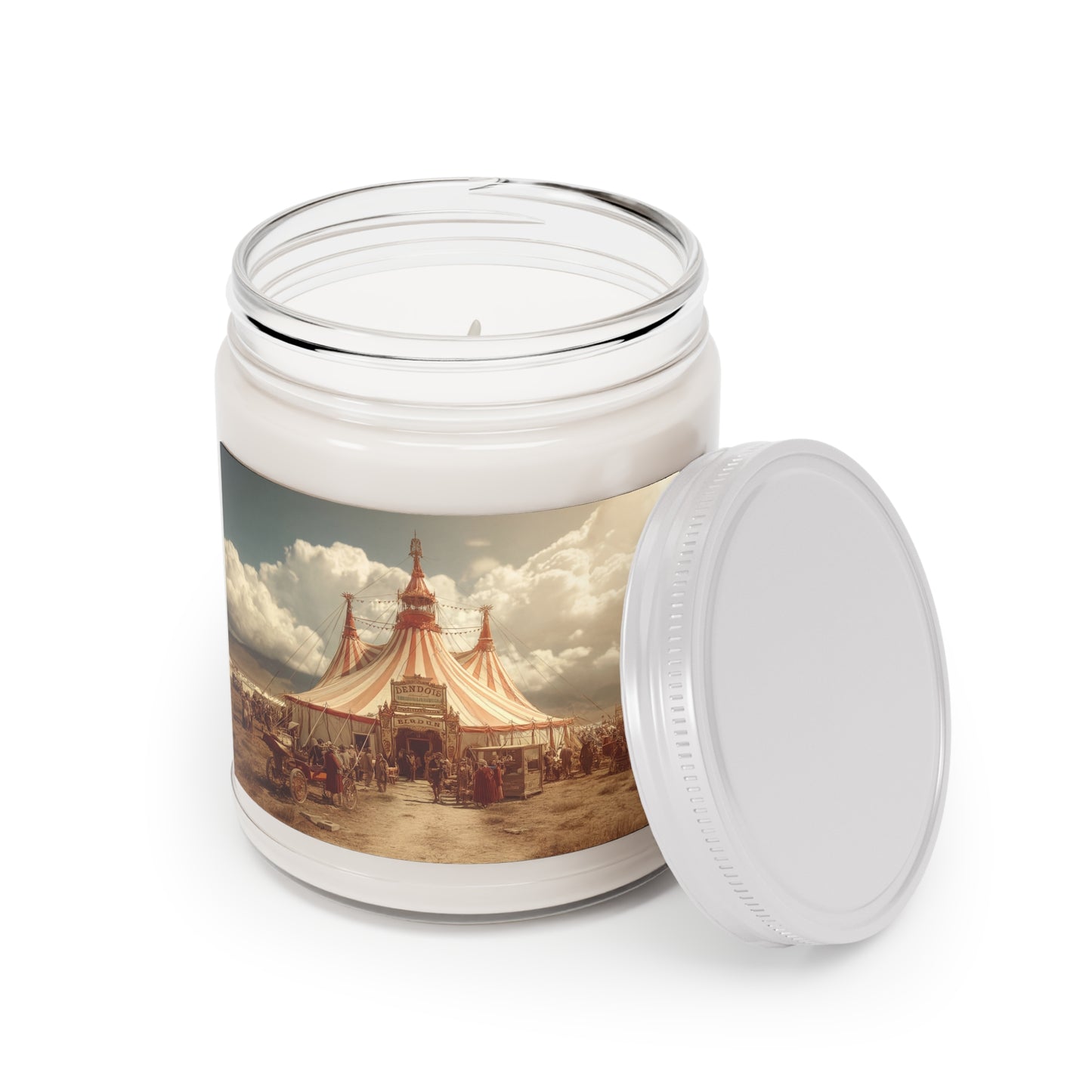 Grand Cirque Tent Scented Soy Candles with White Lid, 9oz – Sunset Spectacle at the Big Top
