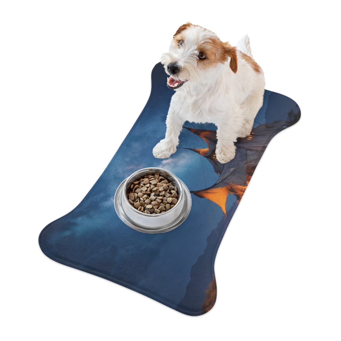 Starlit Nomad Tent Pet Feeding Mats – Milky Way Hearth Beneath the Sky