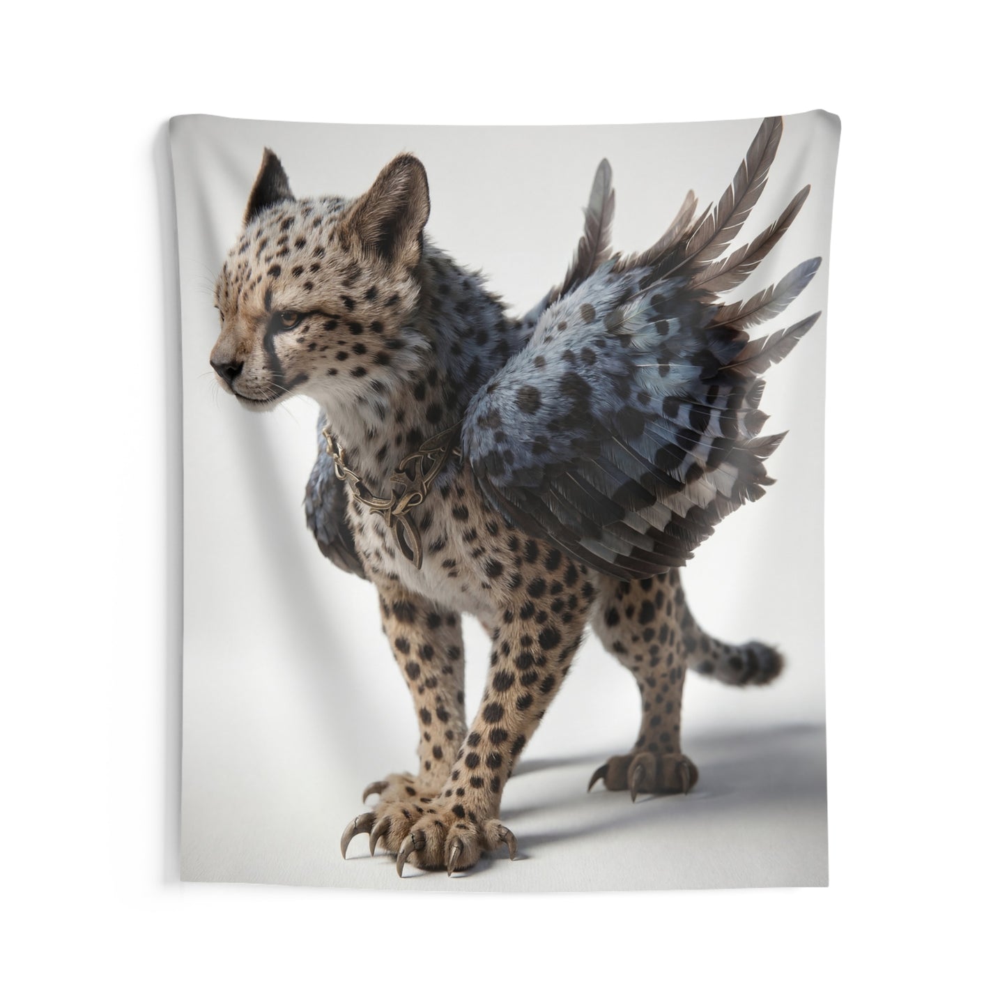 Winged Cheetah Sentinel Indoor Wall Tapestries – Graceful Feline with Feathers