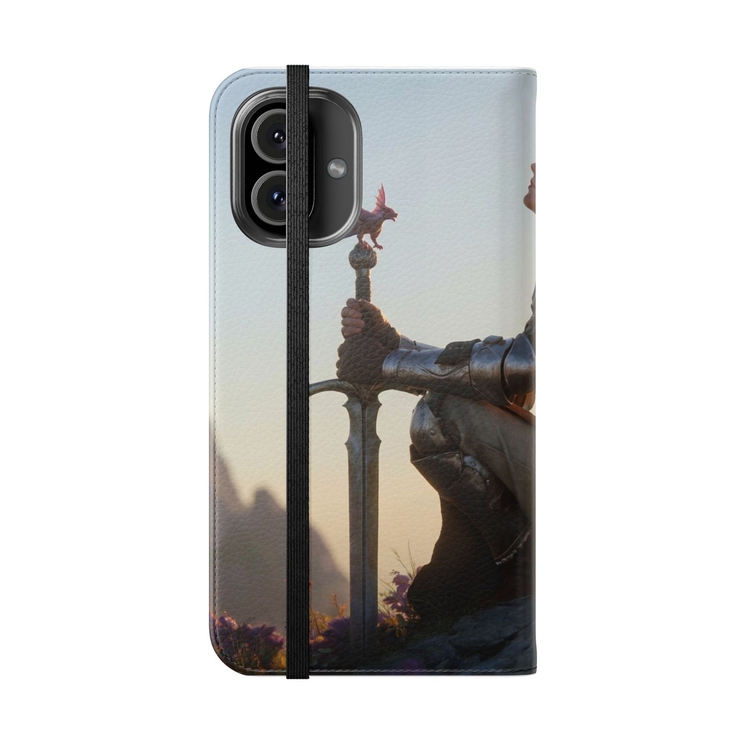 Dragon Knight Flip Cases – Sunlit Sentinel with Mini Drake and Sword