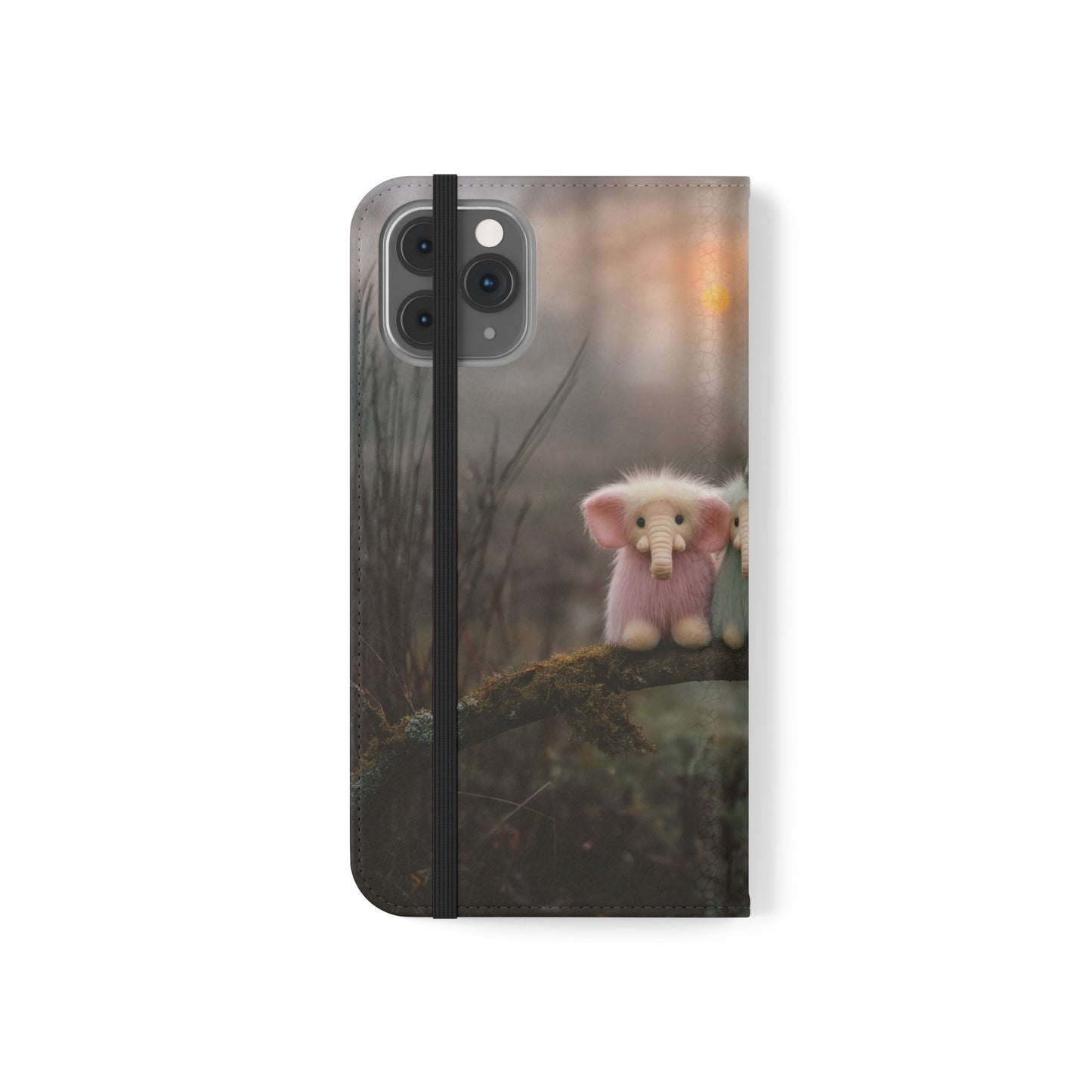 Mossy Branch Elephants Flip Cases – Pastel Fluff Guardians