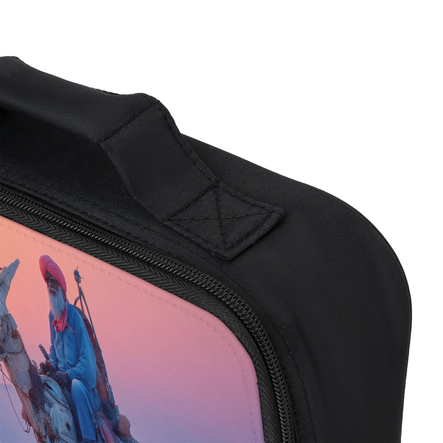 Cyber Donkey Rider Lunch Bag – Sunset Sentinel of the Dusty Peaks