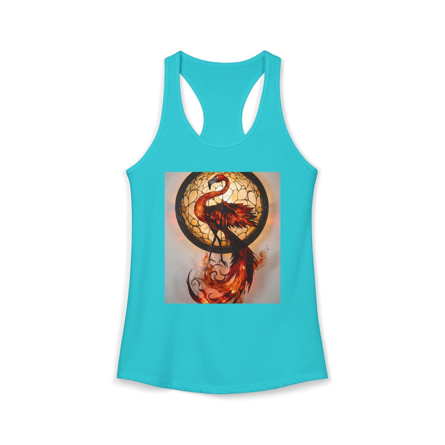 Stained Glass Phoenix Tank – Amber Flame Racerback Top