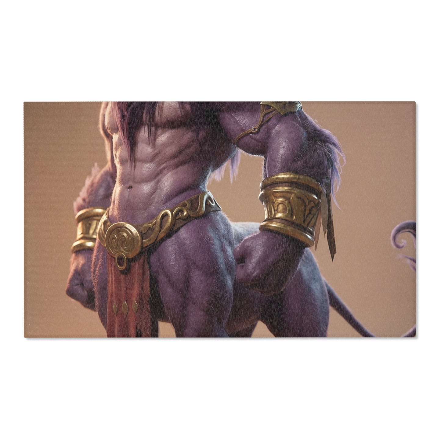 Purple Minotaur Guardian Area Rug – Warm Earth-Toned Mythic Presence