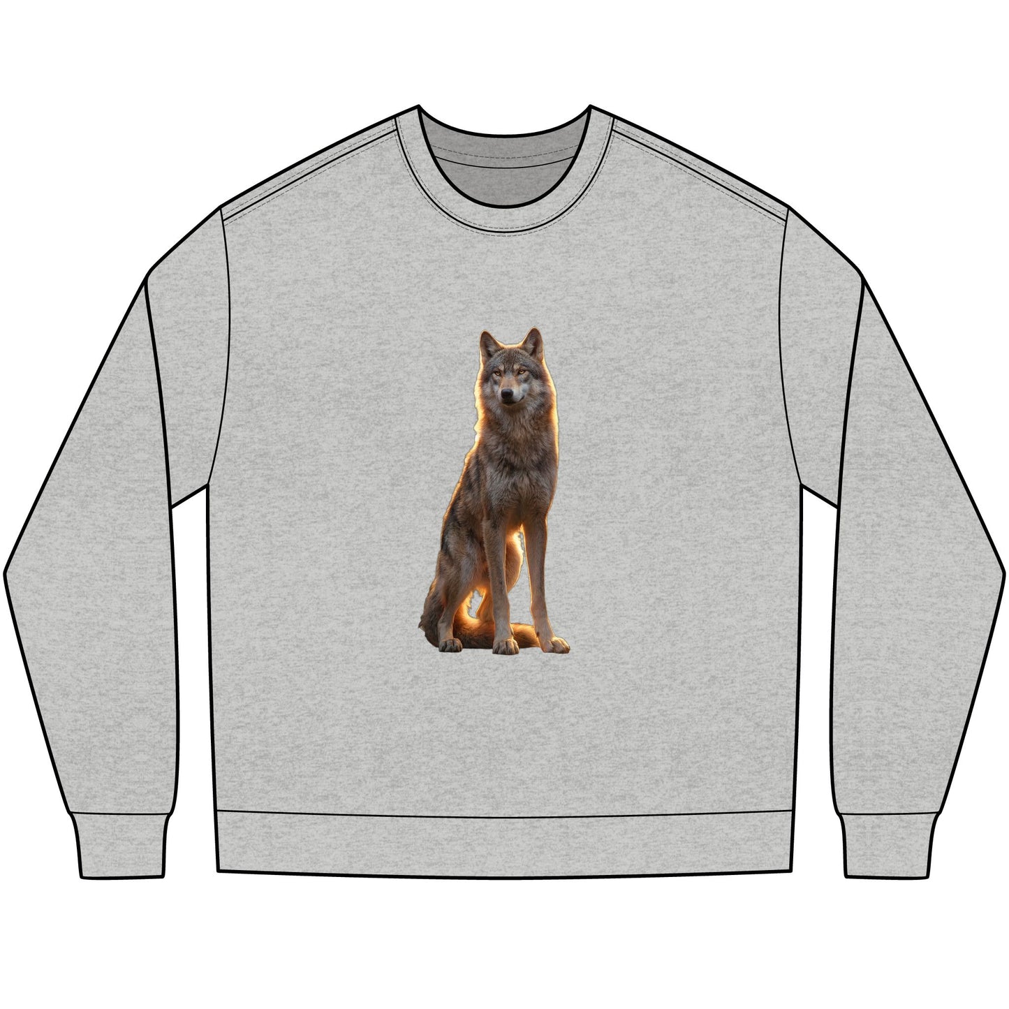 Golden Wolf Guardian Tee – Ethereal Silhouette Heavyweight Long Sleeve