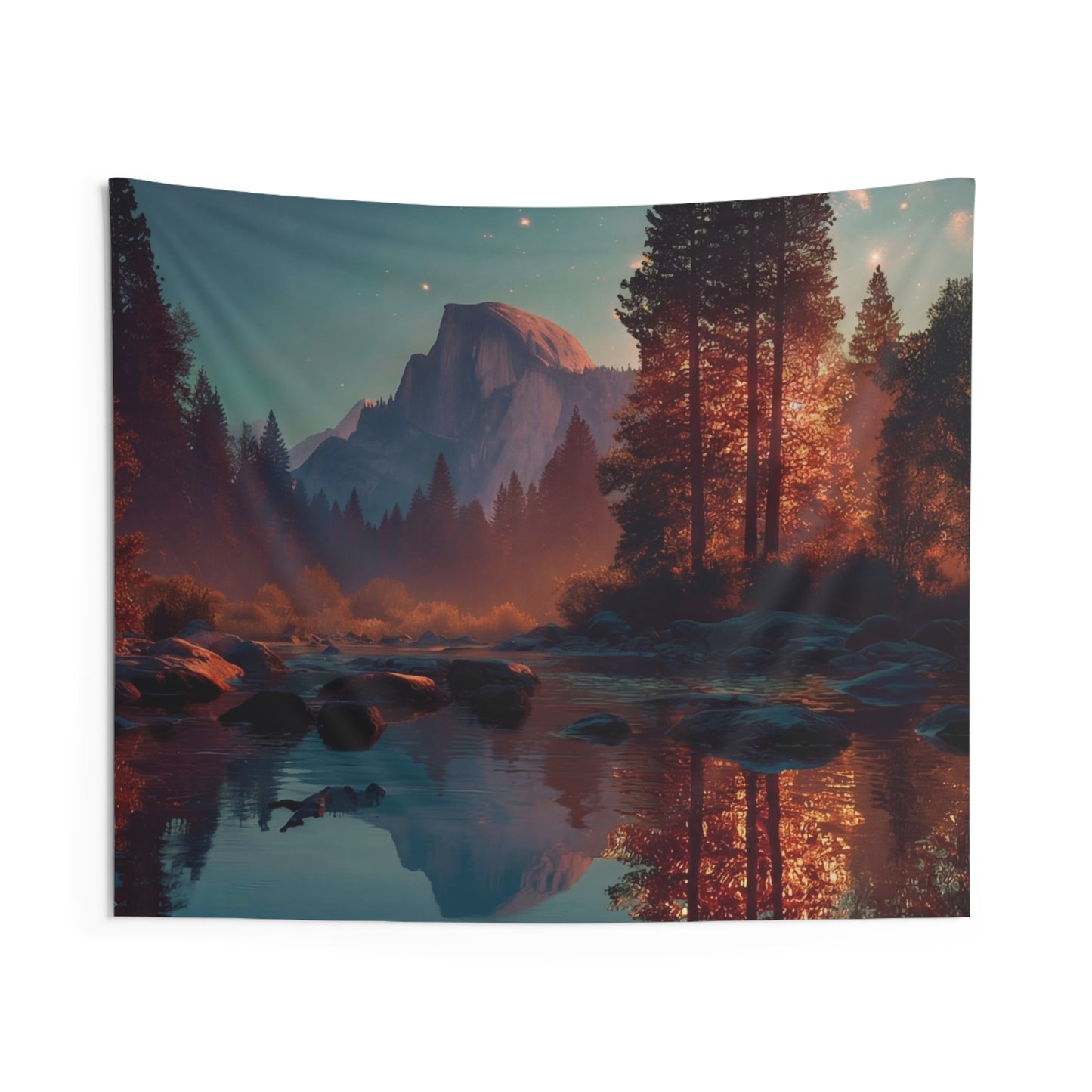 Starlit River Reflection Tapestry – Half Dome’s Whispering Waters