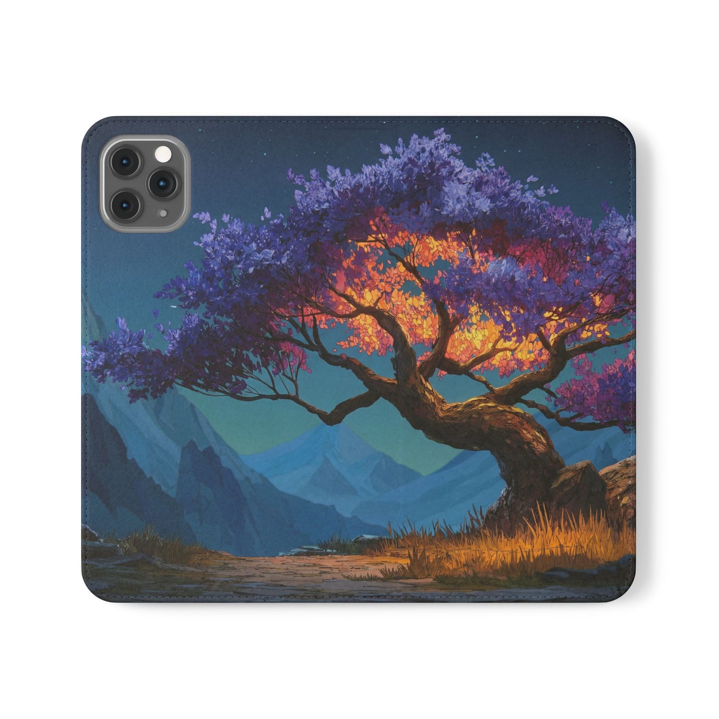 Violet Flame Tree Flip Cases – Twilight Mountain Glow Case