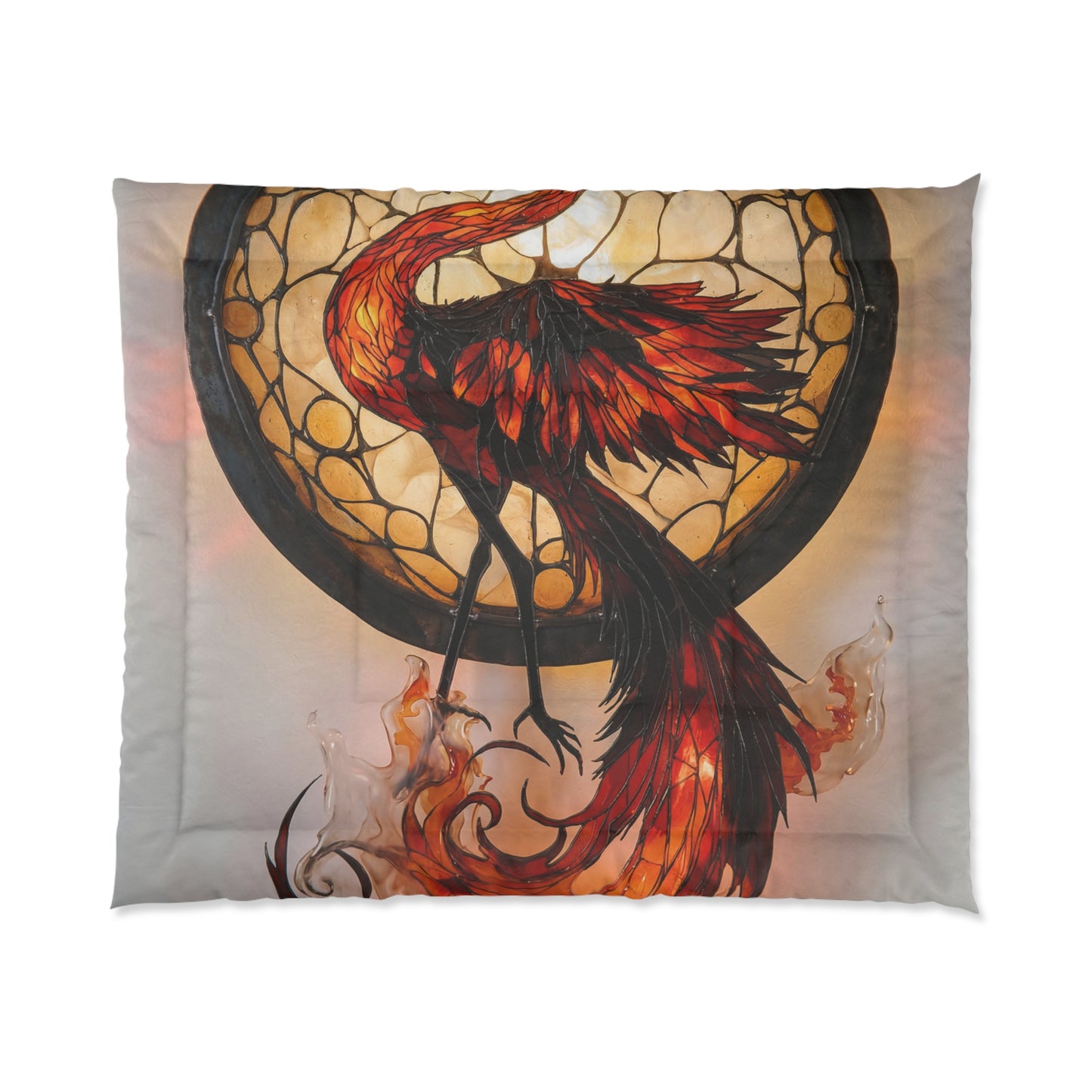 Stained Glass Phoenix Comforter – Embers of a Rising Dawn